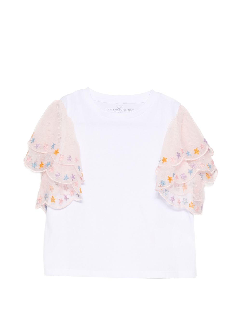 T-shirt per bambina Stella McCartney Kids bianca con dettagli in rete TY8D11 Z0434 100 STELLA McCARTNEY KIDS 