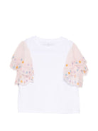 T-shirt per bambina Stella McCartney Kids bianca con dettagli in rete TY8D11 Z0434 100 STELLA McCARTNEY KIDS 