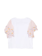 T-shirt per bambina Stella McCartney Kids bianca con dettagli in rete TY8D11 Z0434 100 STELLA McCARTNEY KIDS 