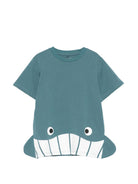 T-shirt per bambino Stella McCartney Kids blu con pinne squalo TY8Q21 Z0434 642 STELLA McCARTNEY KIDS 