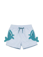 Costume per neonato Stella McCartney Kids azzurro con stampa grafica balene TYC559 Z0433 685 STELLA McCARTNEY KIDS 