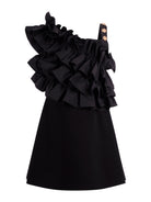 Abito per bambina Balmain Kids nero con ruches BY1D42 J0371 930NE BALMAIN KIDS 