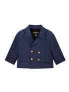 Blazer doppiopetto per neonato Balmain Kids blu con revers classici BY2514 P0588 625OR BALMAIN KIDS 
