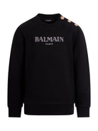 Felpa per bambino Balmain Kids nera con logo sul davanti BY4P20 Z3183 930BC BALMAIN KIDS 