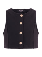Panciotto per bambina Balmain Kids nero con bottoni dorati sul davanti BY5A02 J0371 930 BALMAIN KIDS 