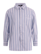 Camicia per bambino Balmain Kids azzurra con motivo a righe BY5P30 P0592 685BC BALMAIN KIDS 