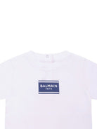 T-shirt per neonato Balmain Kids bianca con logo sul davanti BY8501 Z3672 100BL BALMAIN KIDS 