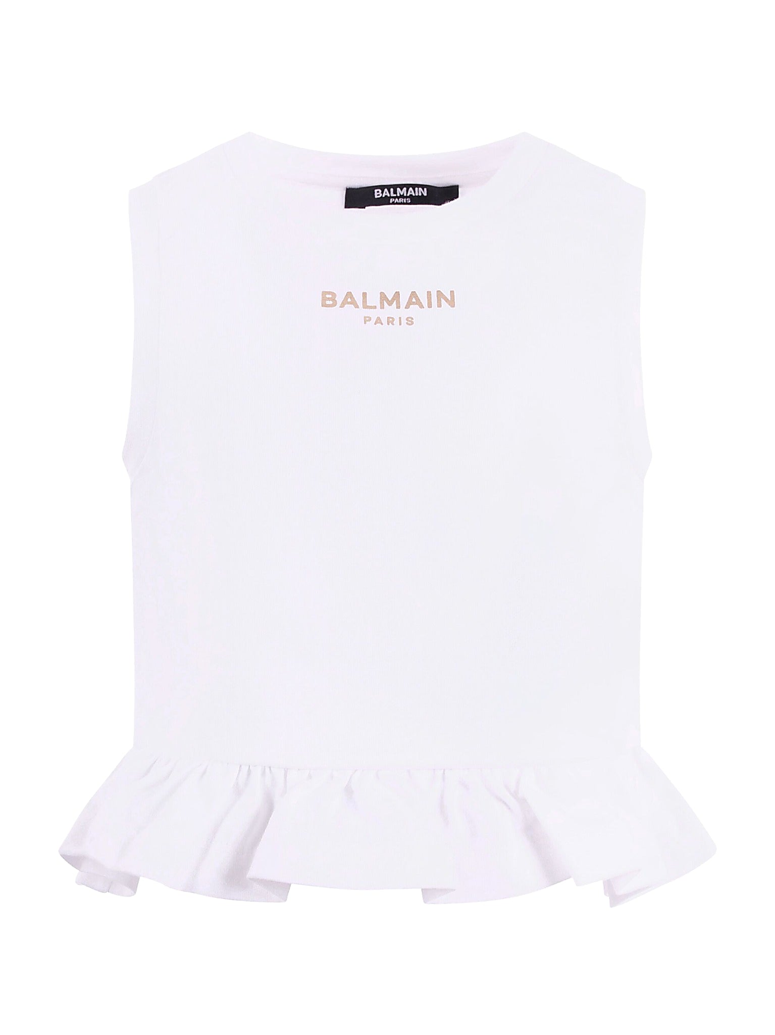 T-shirt per bambina Balmain Kids bianca con dettaglio ruches BY8B42 Z3672 100OR BALMAIN KIDS 