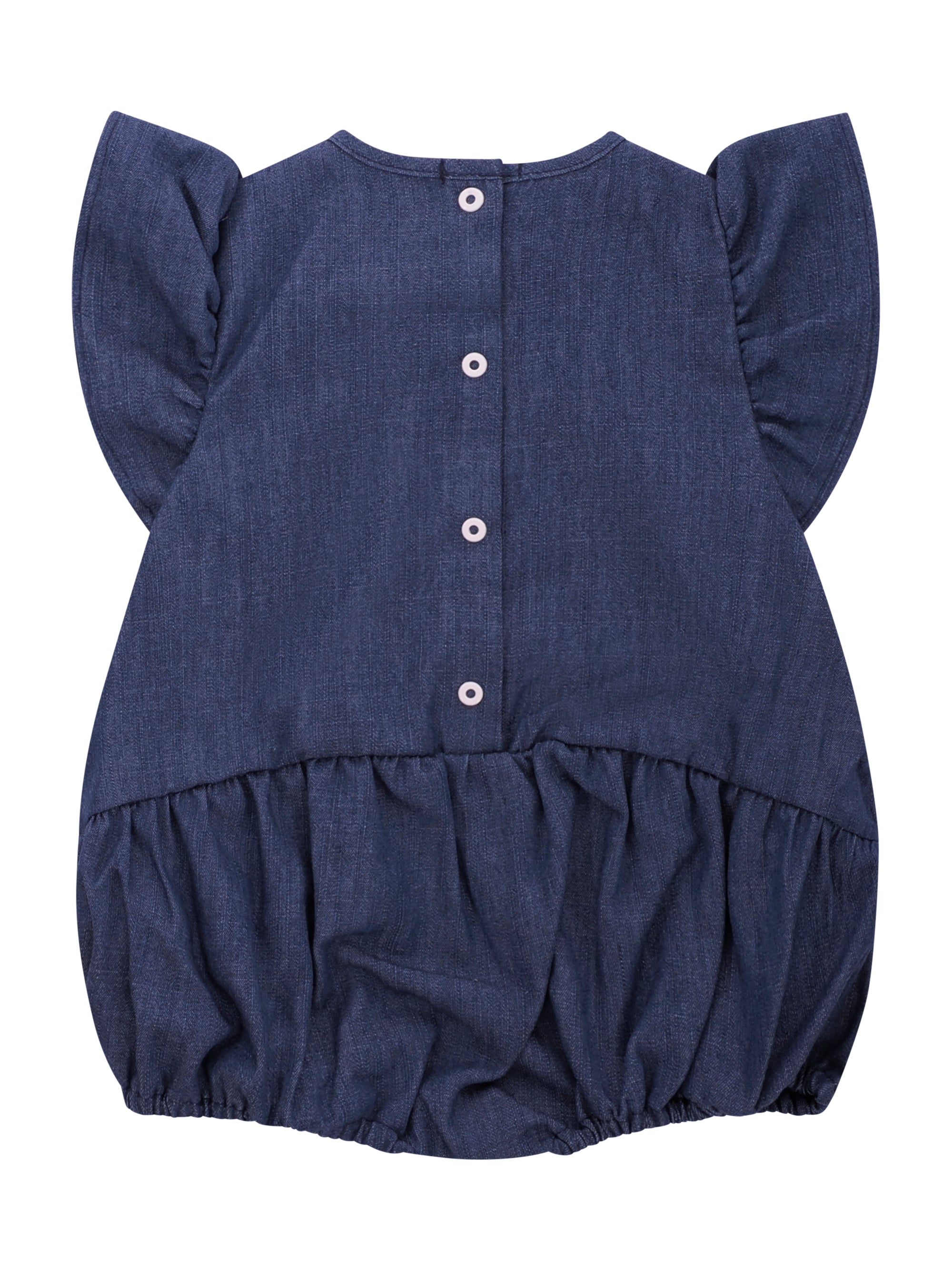 Tutina per neonata Balmain Kids denim con maniche a ruches BYA032 P0588 625 BALMAIN KIDS 
