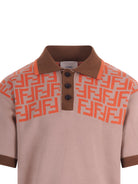 T-shirt per bambino Fendi Kids beige con monogramma FF a contrasto JMG141 AVVT F1UVK FENDI KIDS 