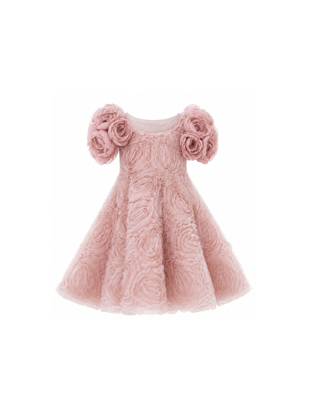 Abito per bambina Maison Ava Kids rosa con dettagli floreali in rilievo MA SS26 GC18 PINK MAISON AVA KIDS 