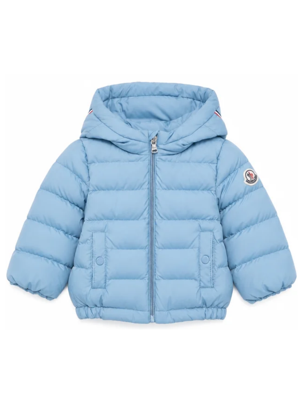 Giubbino per neonato Moncler Enfant azzurro con cappuccio L19511A00024597YW 70Q MONCLER KIDS 