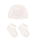 Set cuffietta e babbucce per neonati Petit Bateau bianco con stampa cuoricini all-over A0ARZ 00 PETIT BATEAU KIDS 