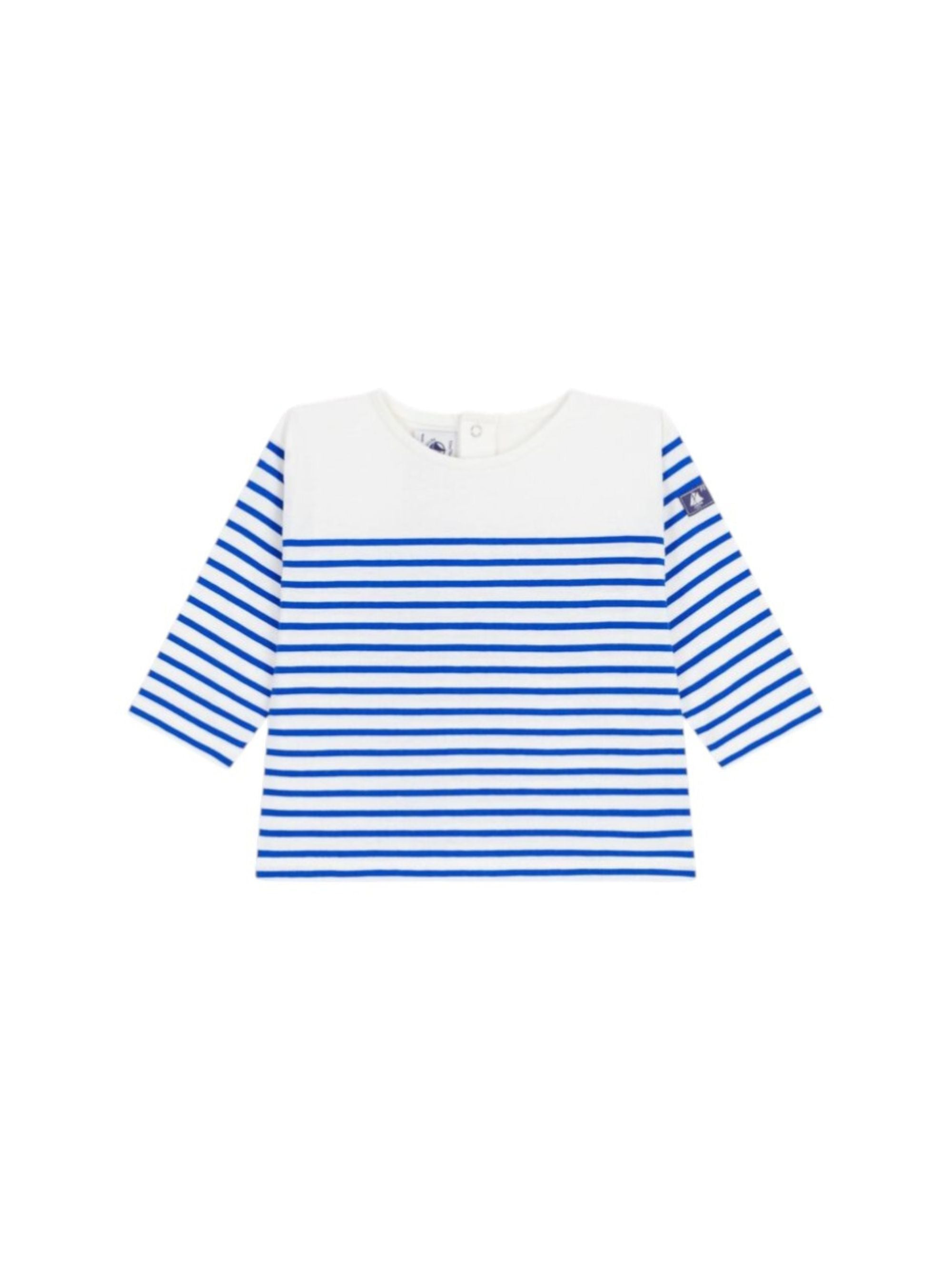T-shirt per neonato Petit Bateau azzurra con design a righe A0F5F 01 PETIT BATEAU KIDS 