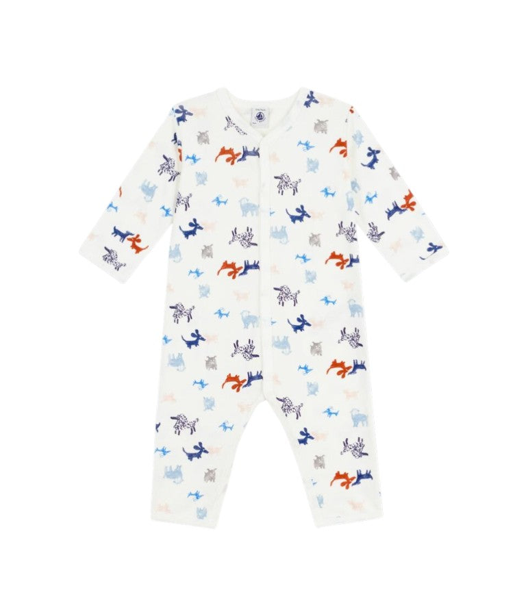 Tutina per neonati Petit Bateau bianca con stampa grafica animali all-over A0FAV 01 PETIT BATEAU KIDS 