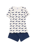 Set pigiama t-shirt e shorts per bambino Petit Bateau multicolore con stampa balene A0EF1 01 PETIT BATEAU KIDS 