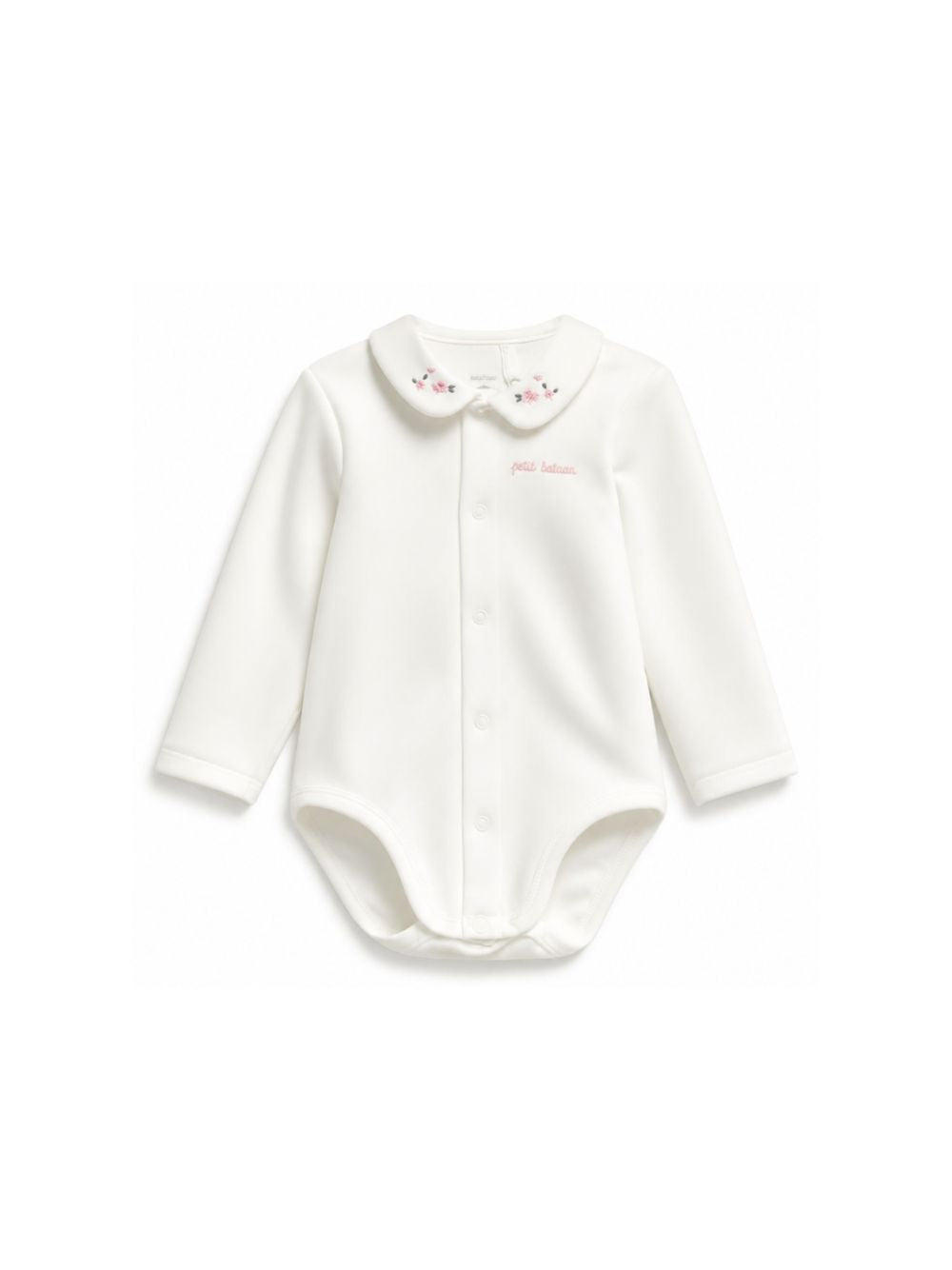 Body per neonata Petit Bateau bianco con ricamo a fiori A0EKL 03 PETIT BATEAU KIDS 