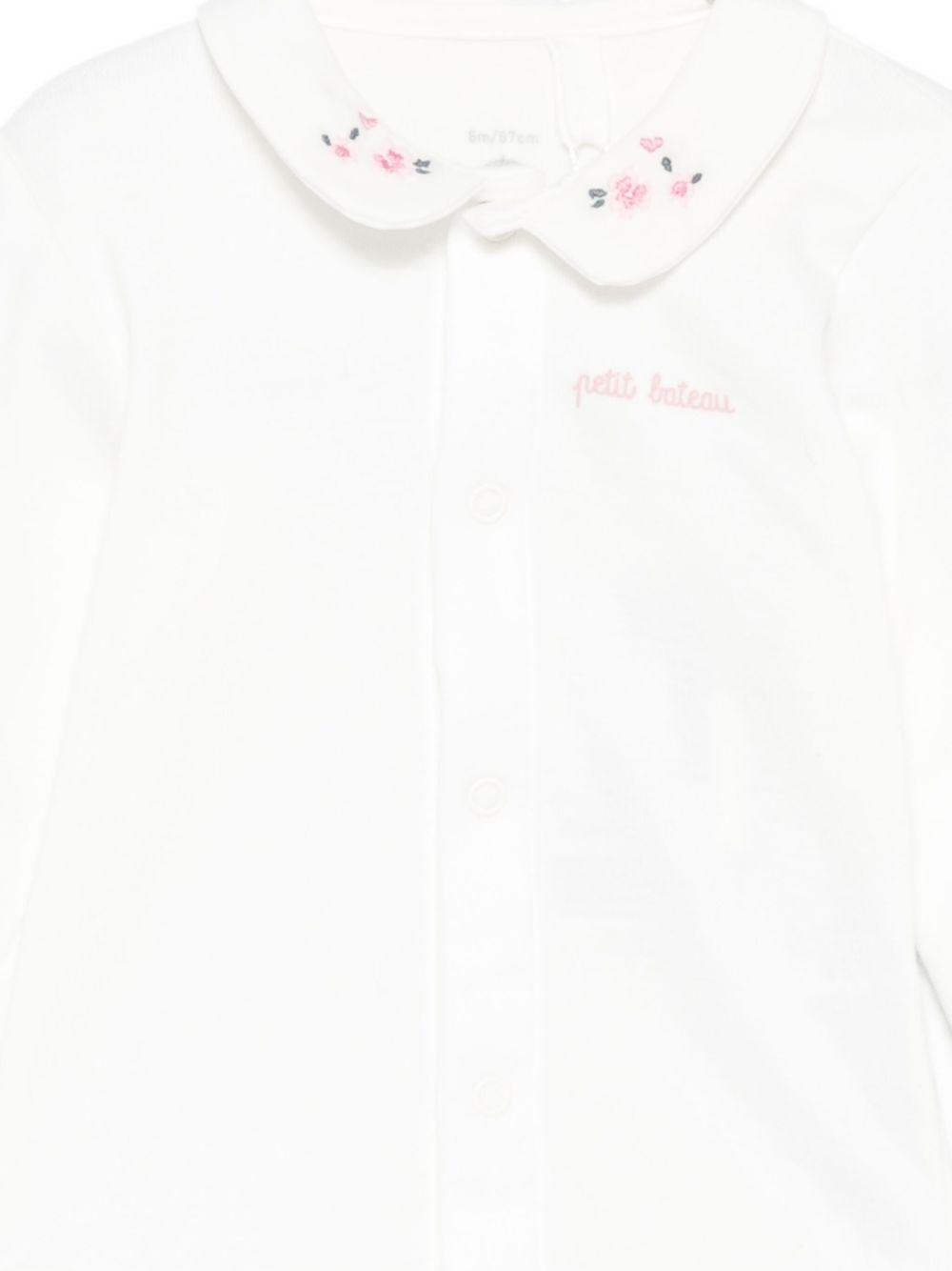 Body per neonata Petit Bateau bianco con ricamo a fiori A0EKL 03 PETIT BATEAU KIDS 