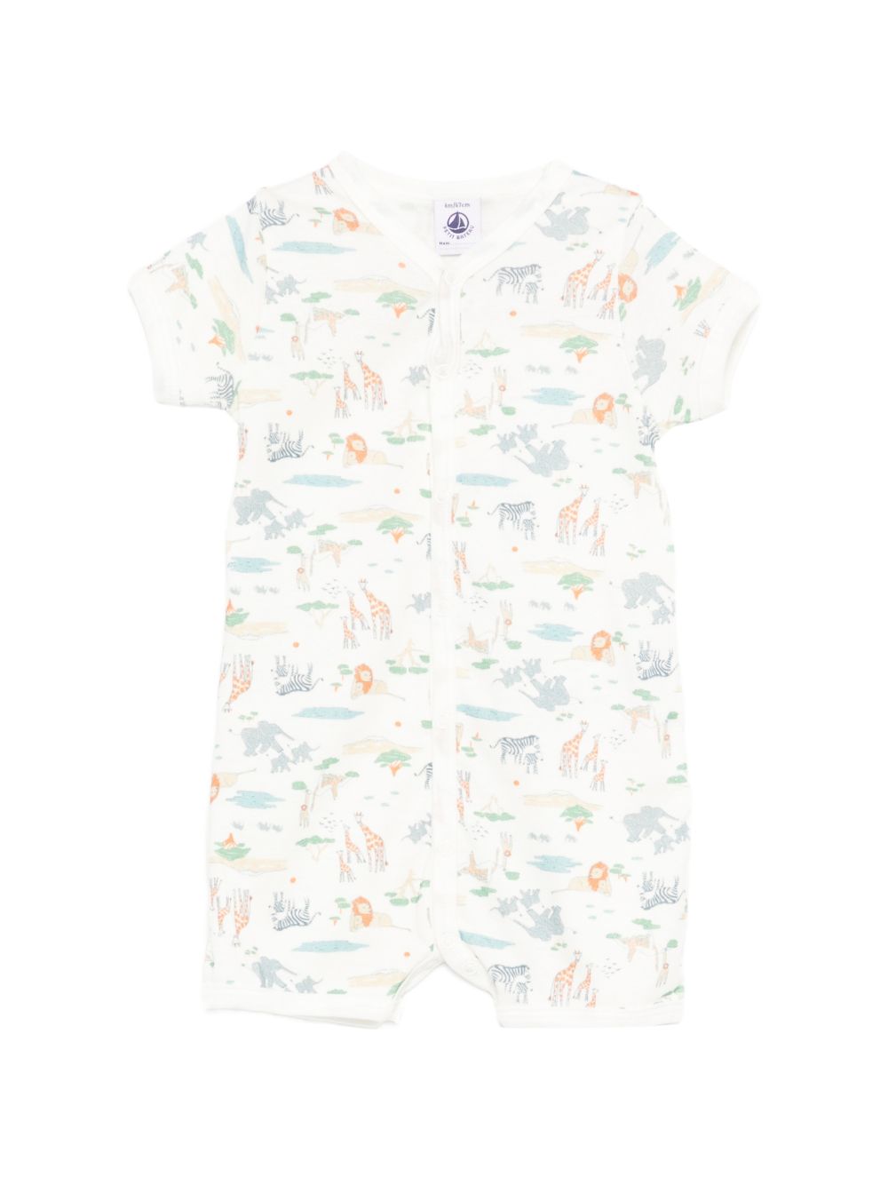 Tutina per neonato Petit Bateau bianca con stampa grafica animalier all-over A0FER 01 PETIT BATEAU KIDS 