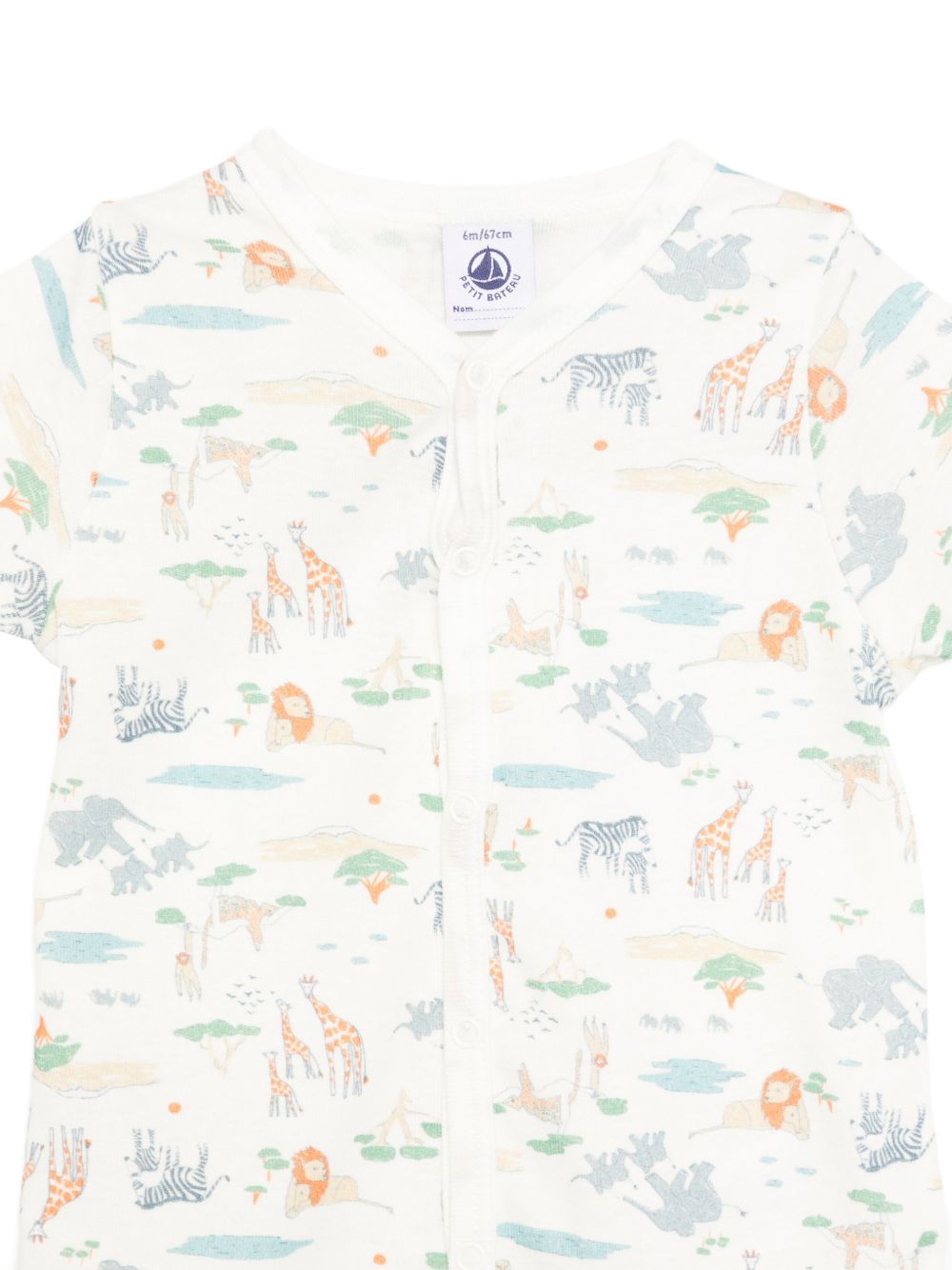 Tutina per neonato Petit Bateau bianca con stampa grafica animalier all-over A0FER 01 PETIT BATEAU KIDS 