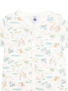 Tutina per neonato Petit Bateau bianca con stampa grafica animalier all-over A0FER 01 PETIT BATEAU KIDS 