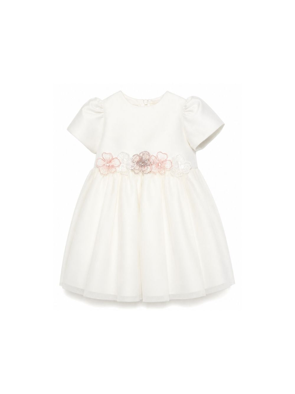 Abito per neonata Simonetta bianco con applicazione floreale SY1021 T0002 102 SIMONETTA KIDS 