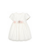 Abito per neonata Simonetta bianco con applicazione floreale SY1021 T0002 102 SIMONETTA KIDS 