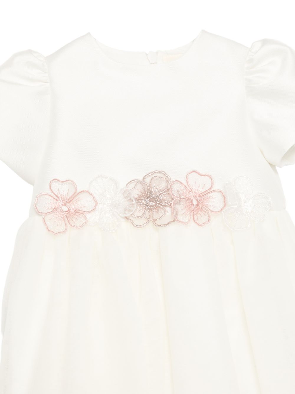 Abito per neonata Simonetta bianco con applicazione floreale SY1021 T0002 102 SIMONETTA KIDS 