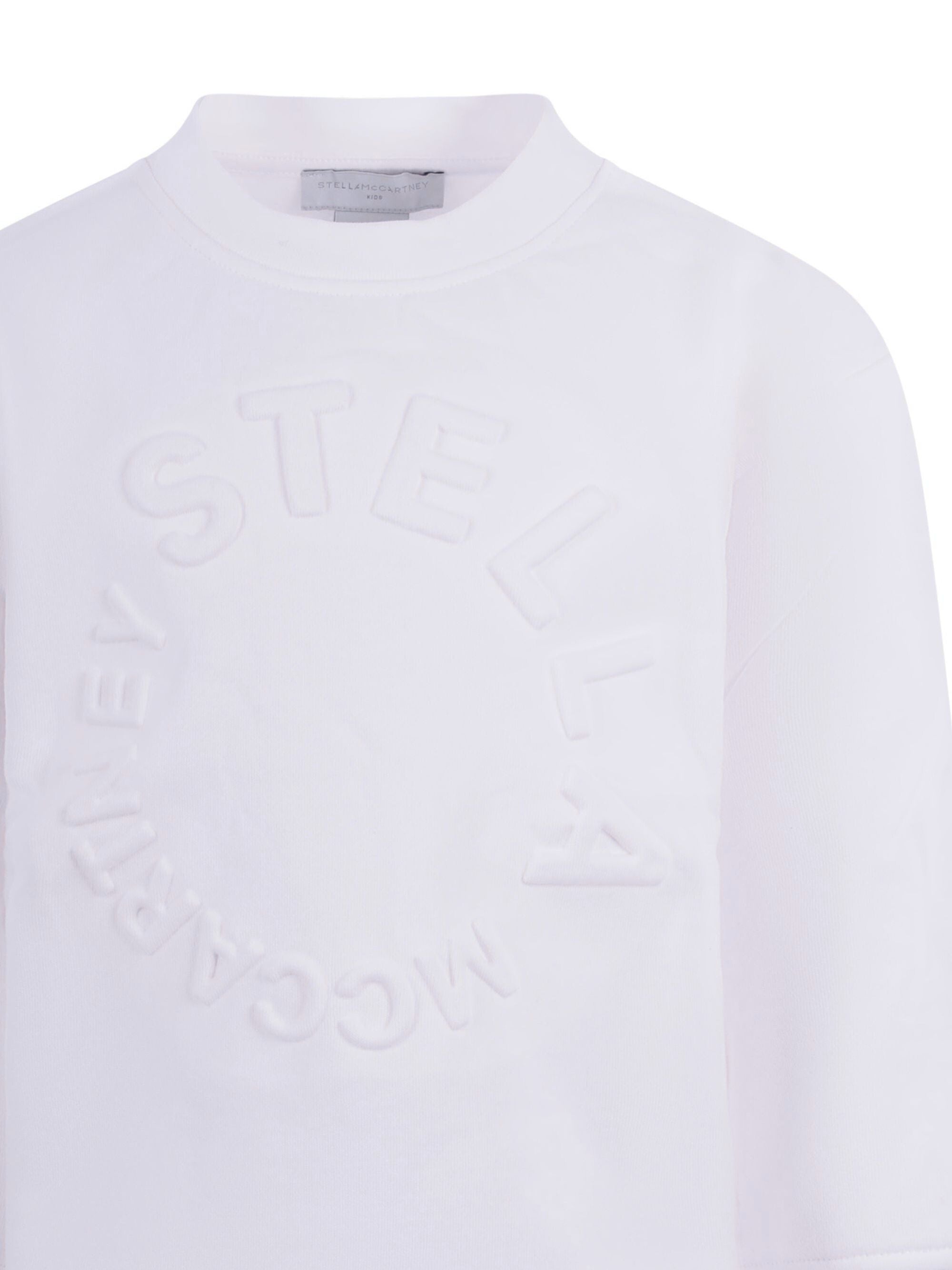 Felpa per bambina Stella McCartney Kids bianca con logo goffrato sul davanti TV4P30 Z0453 101 STELLA McCARTNEY KIDS 