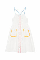 Abito per bambina Stella McCartney Kids bianco con dettagli a contrasto TY1B42 Z1594 100 STELLA McCARTNEY KIDS 