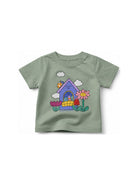 T-shirt per neonati Stella McCartney Kids verde con stampa grafica sul davanti TY8031 Z0434 754 STELLA McCARTNEY KIDS 