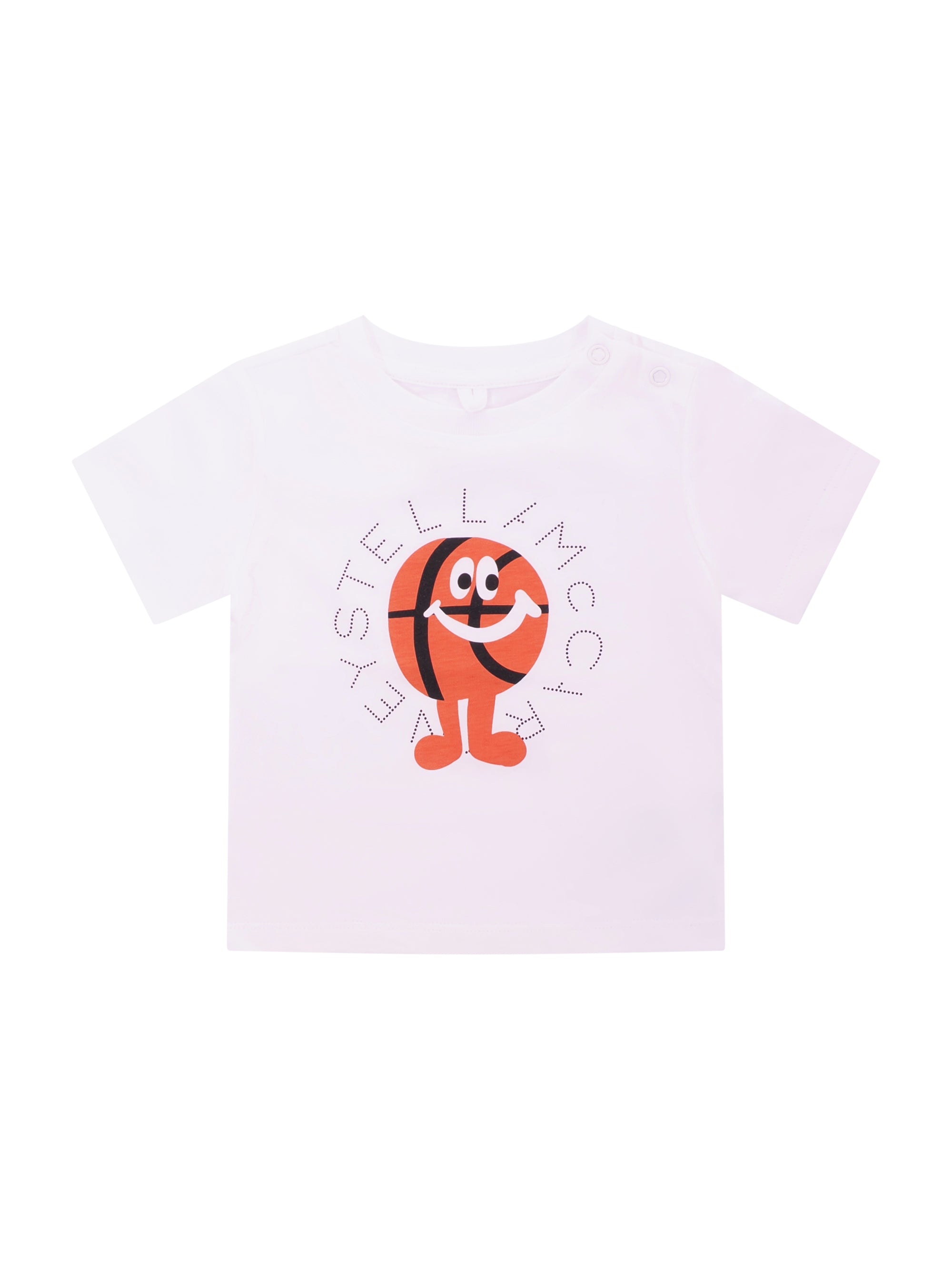 T-shirt per neonato Stella McCartney Kids bianca con stampa palla da basket sul davanti TY8630 Z0434 100 STELLA McCARTNEY KIDS 