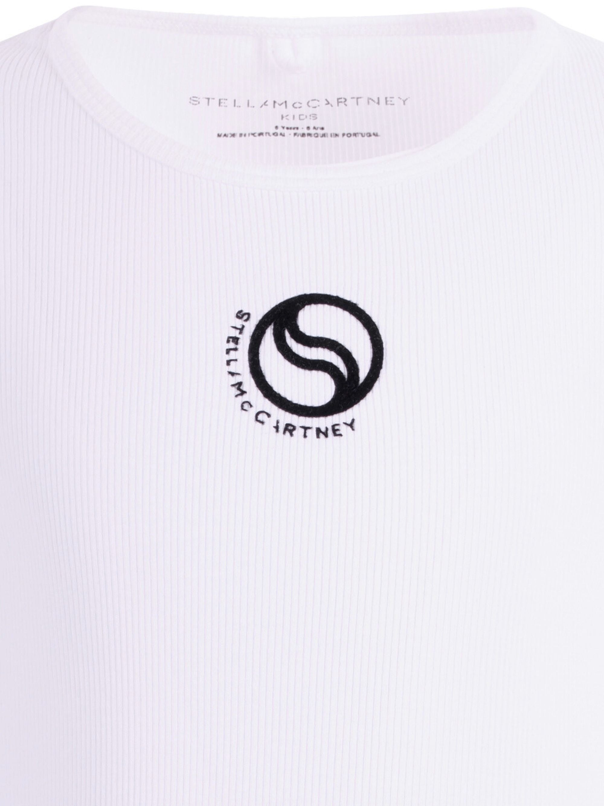 Canotta per bambina Stella McCartney Kids bianca con logo sul davanti a contrasto TY8B92 Z2016 100 STELLA McCARTNEY KIDS 
