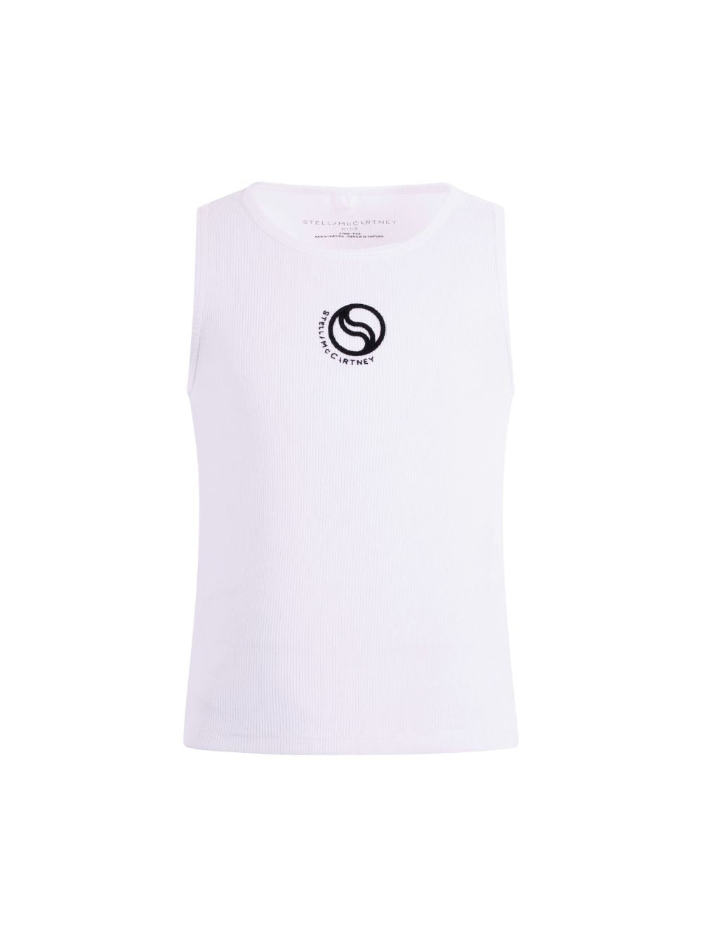 Canotta per bambina Stella McCartney Kids bianca con logo sul davanti a contrasto TY8B92 Z2016 100 STELLA McCARTNEY KIDS 