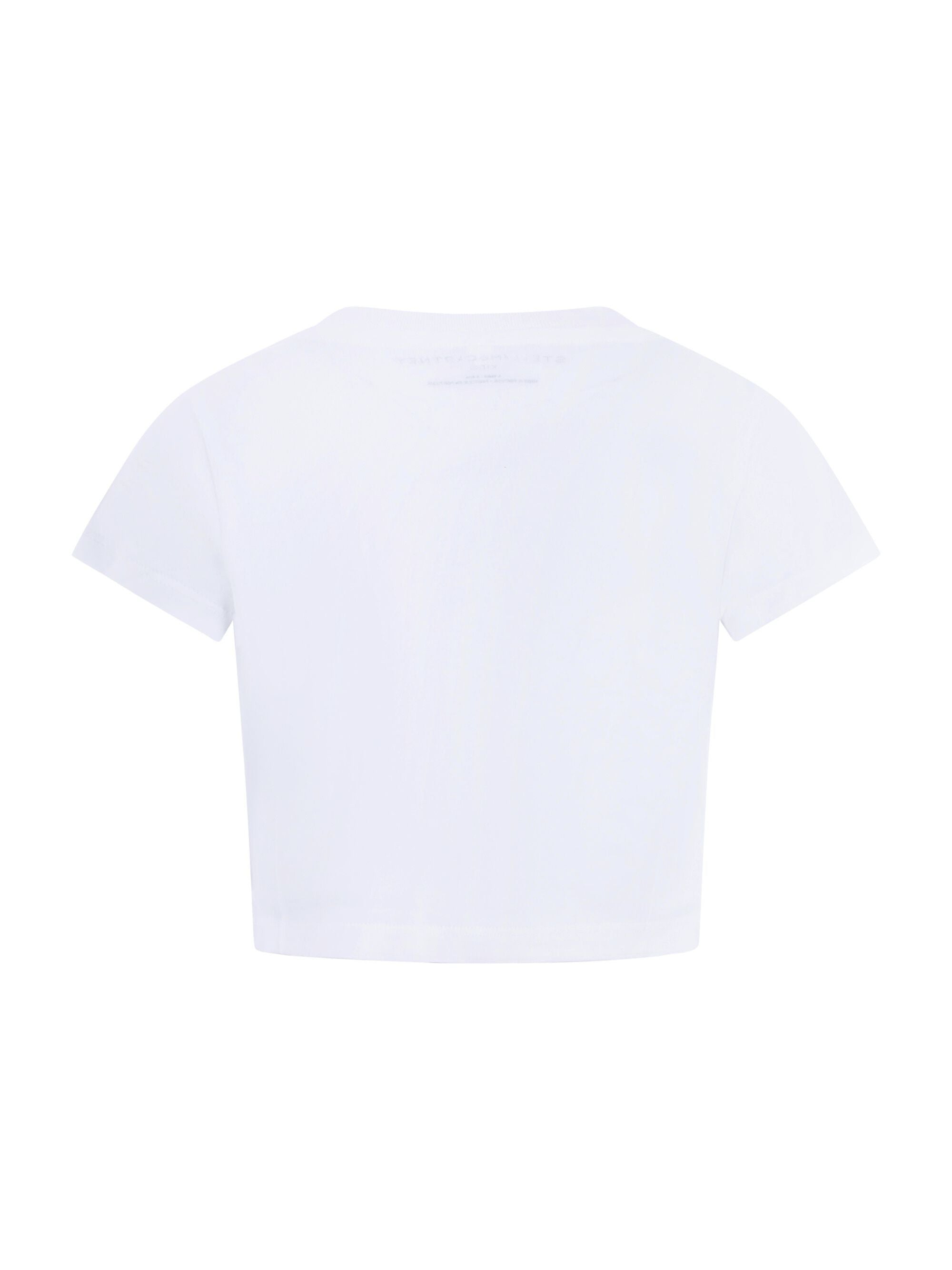 Maglietta per bambina Stella McCartney Kids bianca con logo circolare sul davanti TY8D22 Z0434 100 STELLA McCARTNEY KIDS 