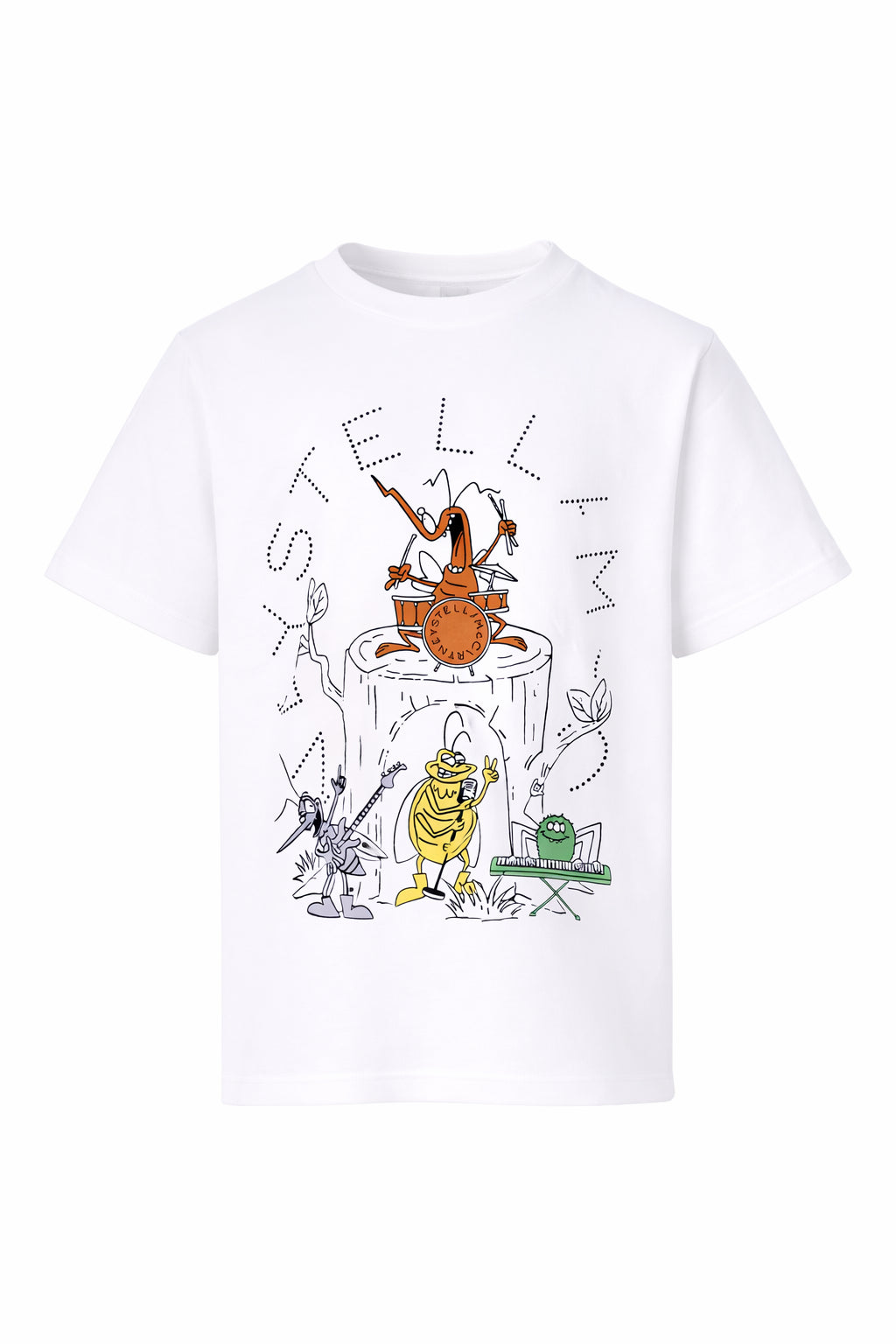 T-shirt per bambino Stella McCartney Kids bianca con stampa grafica sul davanti TY8P61 Z0434 101 STELLA McCARTNEY KIDS 