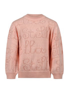 Felpa per bambina Stella McCartney Kids rosa con logo ricamato all-over TY9A70 Z1876 51R STELLA McCARTNEY KIDS 