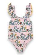 Costume per bambina Stella McCartney Kids rosa con stampa logo all-over TYCA49 Z3511 51RMC STELLA McCARTNEY KIDS 