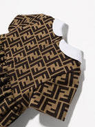 Abitino per neonata Fendi Kids marrone con colletto a contrasto e monogramma FF - Rubino Kids