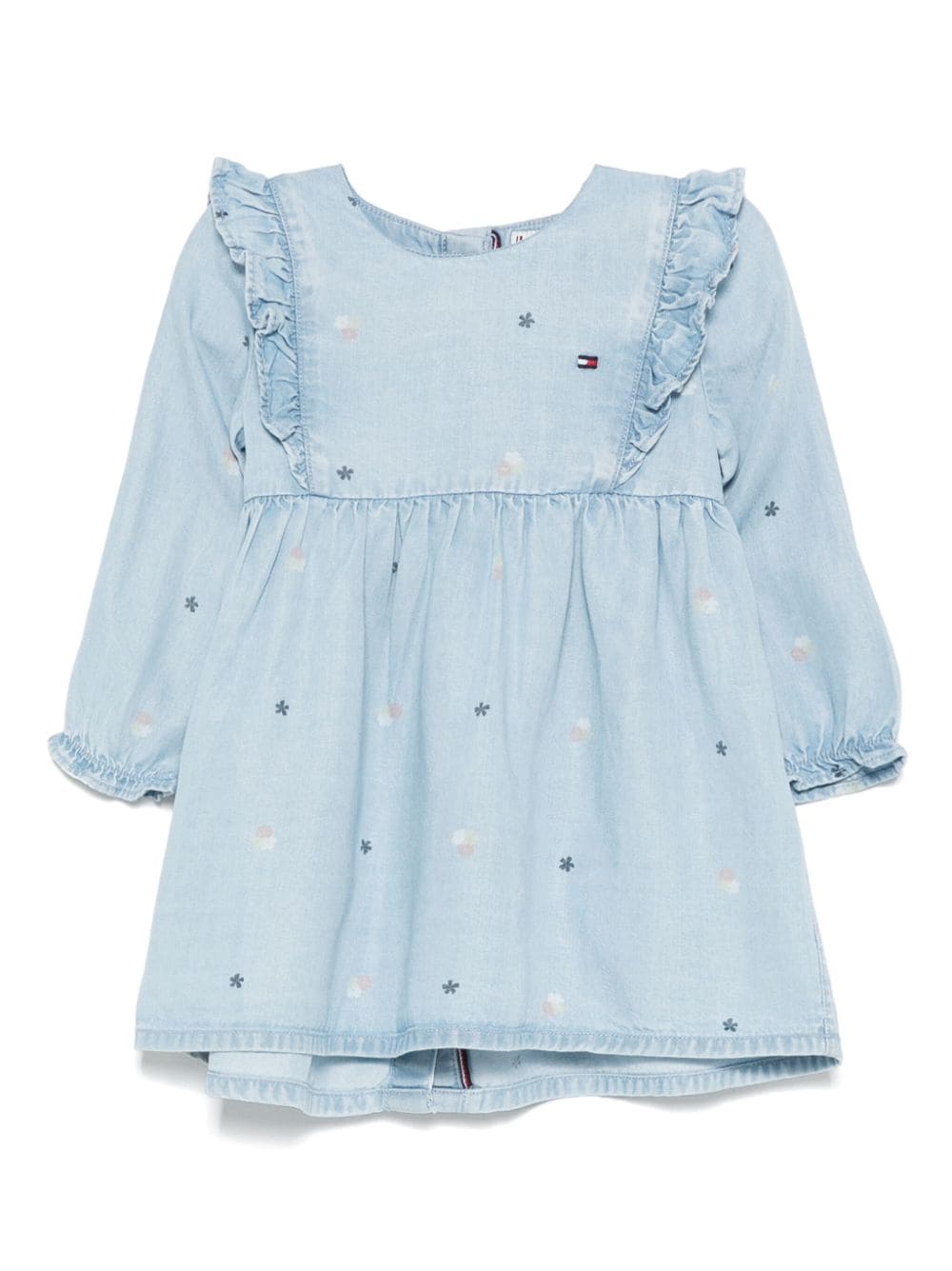 Abito a fiori con ruches per neonata Tommy Hilfiger Junior azzurro con orlo curvo - Rubino Kids