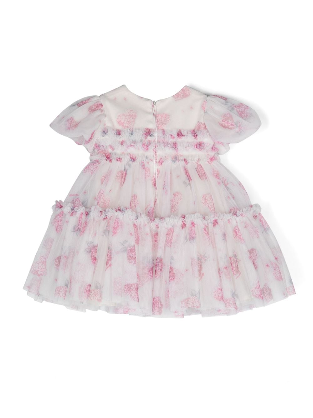 Abito a fiori per neonata Monnalisa bianco con scollo rotondo - Rubino Kids