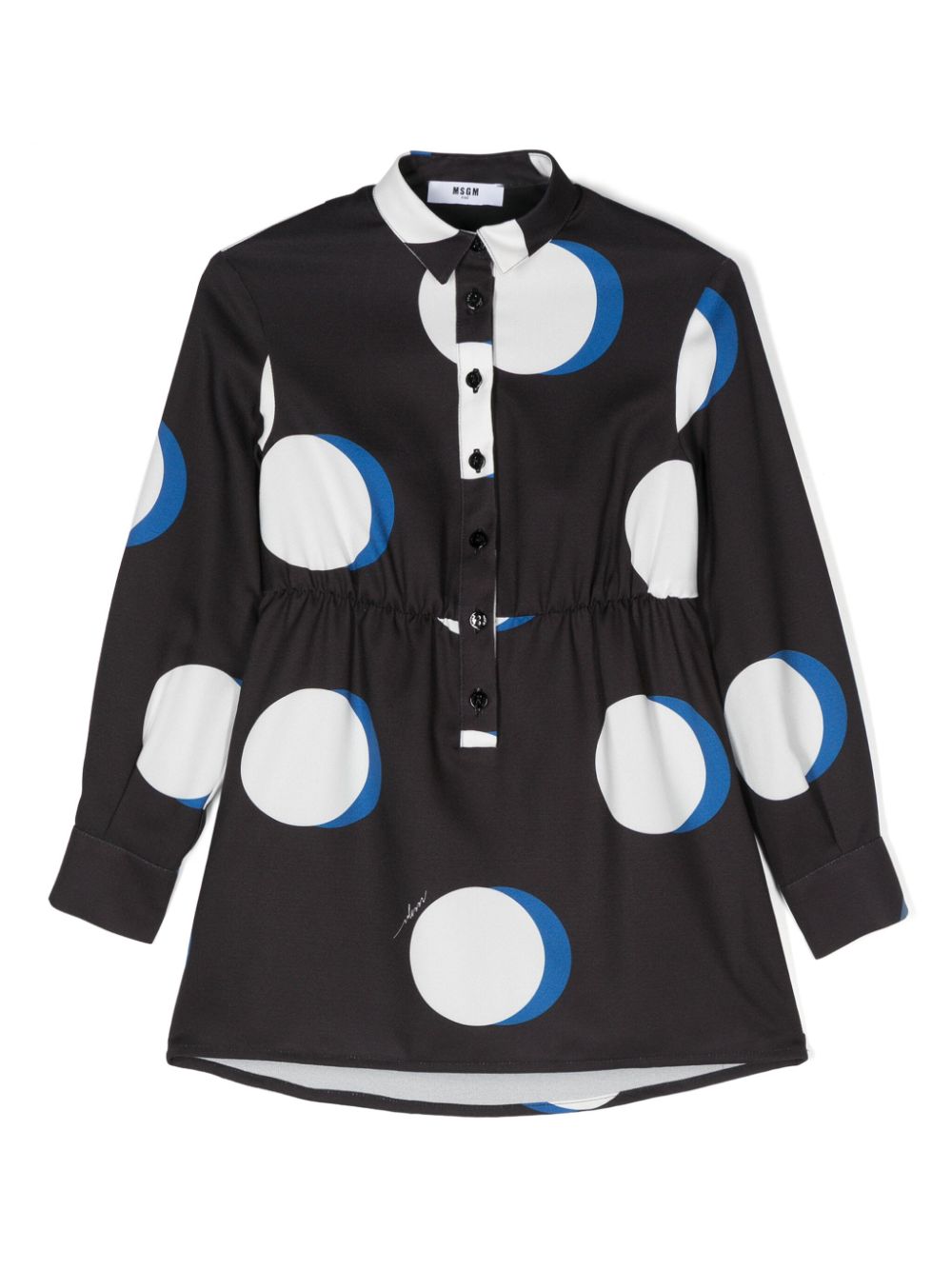 Abito a pois per bambina MSGM Kids nero con colletto classico - Rubino Kids