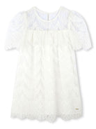 Abito Calais per bambina Chloè Kids bianco con scritto con logo - Rubino Kids