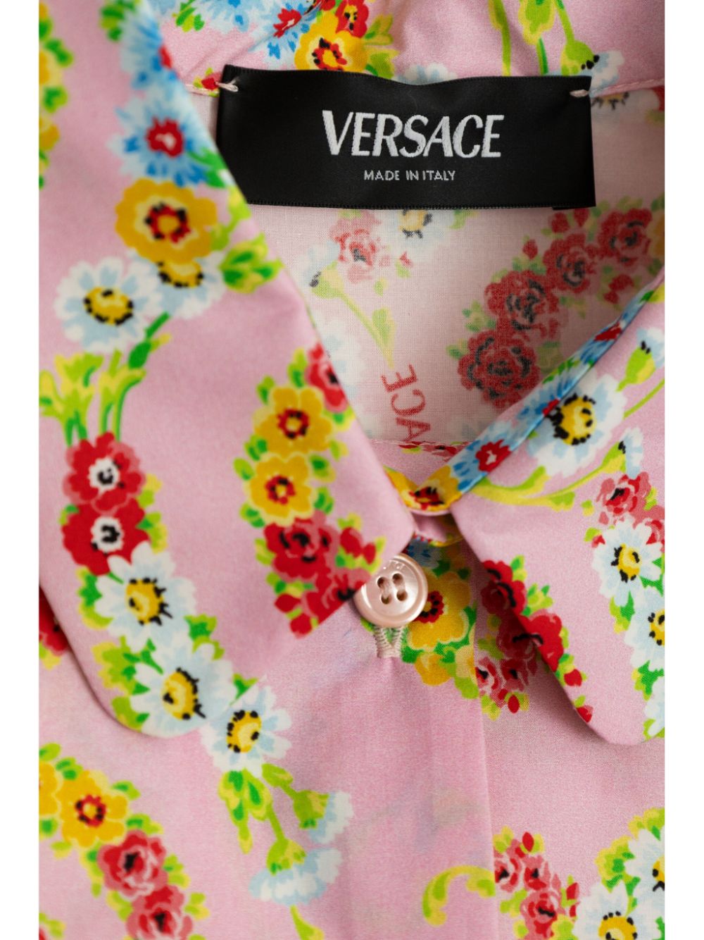 Abito camicia per neonata Versace Kids rosa con motivo floreale Swirl - Rubino Kids