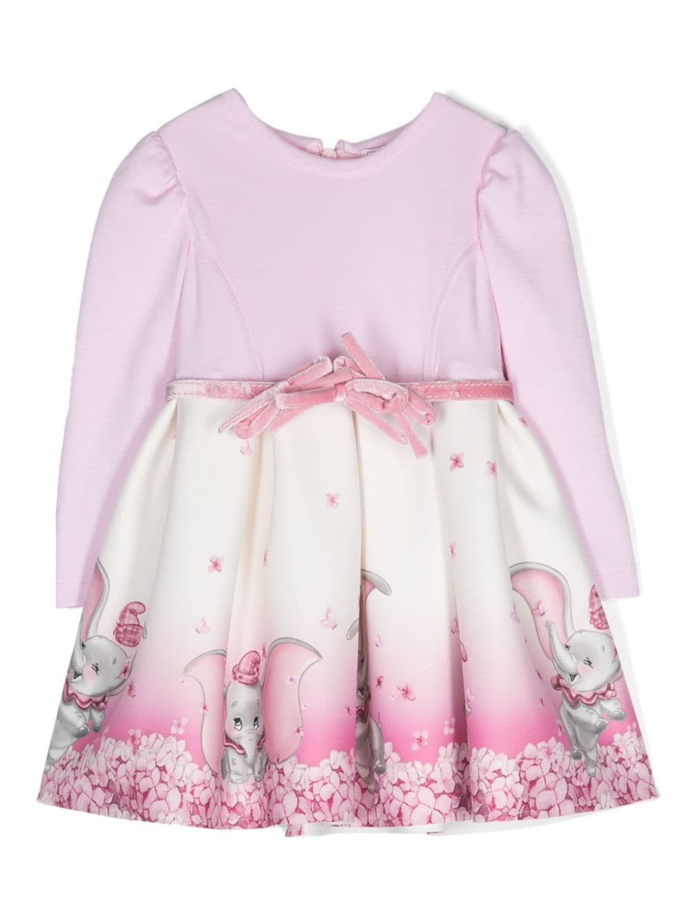 Abito con cintura per neonata Monnalisa rosa con scollo rotondo - Rubino Kids