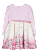 Abito con cintura per neonata Monnalisa rosa con scollo rotondo - Rubino Kids