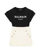 Abito con design a inserti per bambina Balmain Kids multicolor con scollo rotondo - Rubino Kids