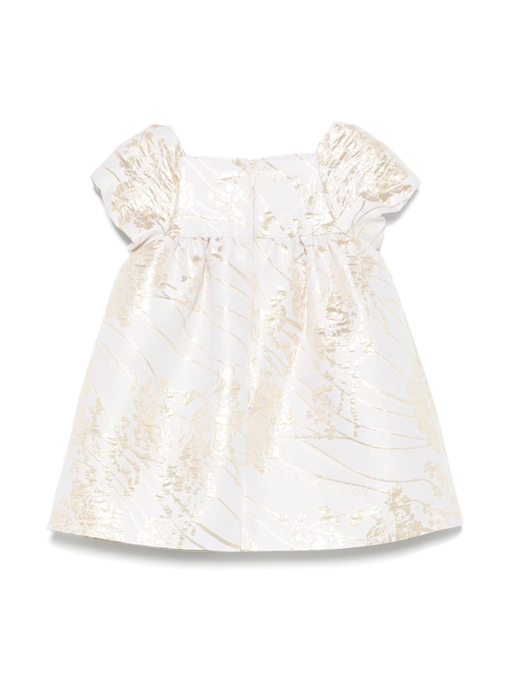 Abito con effetto jacquard per bambina Emporio Armani Kids beige con maniche ad aletta - Rubino Kids