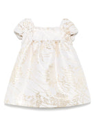 Abito con effetto jacquard per bambina Emporio Armani Kids beige con maniche ad aletta - Rubino Kids