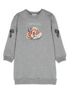 Abito con effetto metallizzato per bambina Monnalisa grigio con logo frontale - Rubino Kids